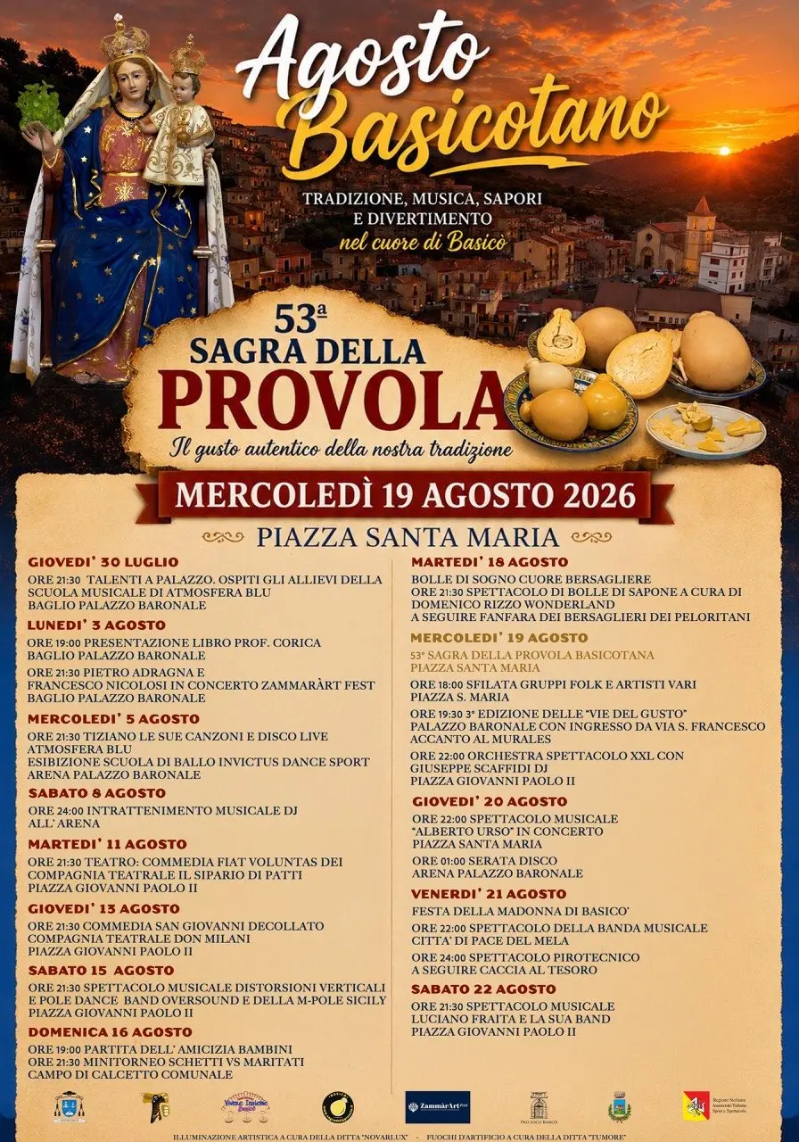 Locandina del programma completo di Agosto Basicotano 2026
